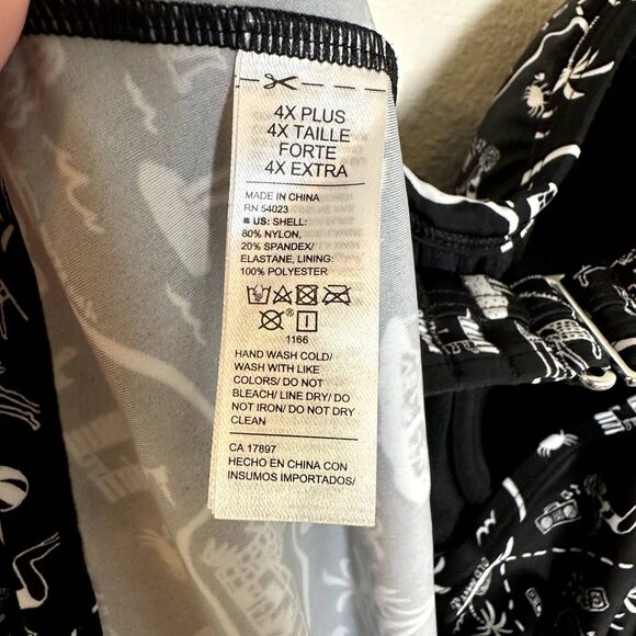 Plus Size 4X Black & White Tankini Top Swimsuit Adjustable Straps Swimwear - Picture 6 of 6